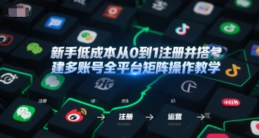 新手低成本从0到1注册并搭建多账号全平台矩阵操作教学，手机号-邮箱-IP-工具|学课链网创