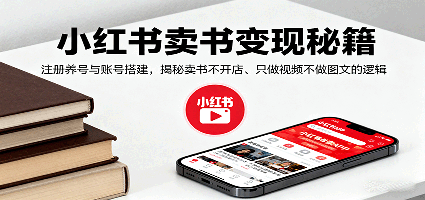 小红书卖书变现秘籍，注册养号与账号搭建，揭秘卖书不开店、只做视频不做图文的逻辑|学课链网创