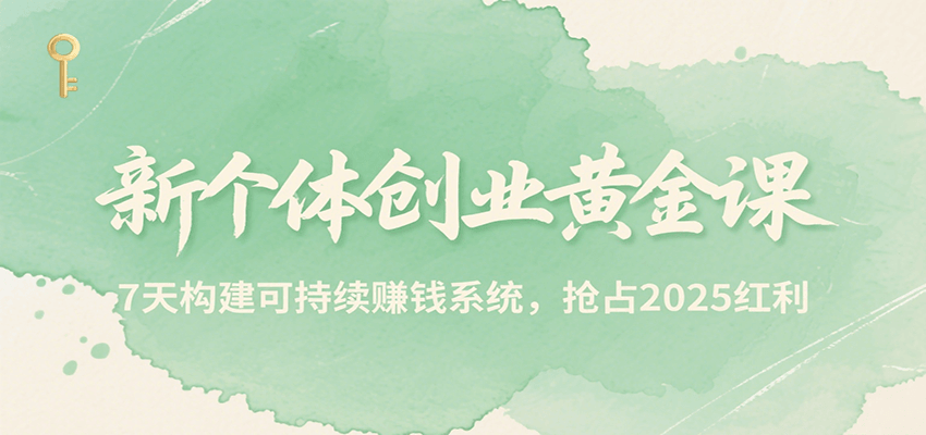 新个体创业黄金课，7天构建可持续赚钱系统，抢占2025红利|学课链网创