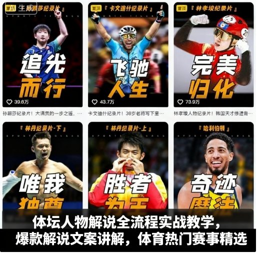 体坛人物解说全流程实战教学,爆款解说文案讲解,体育热门赛事精选|学课链网创