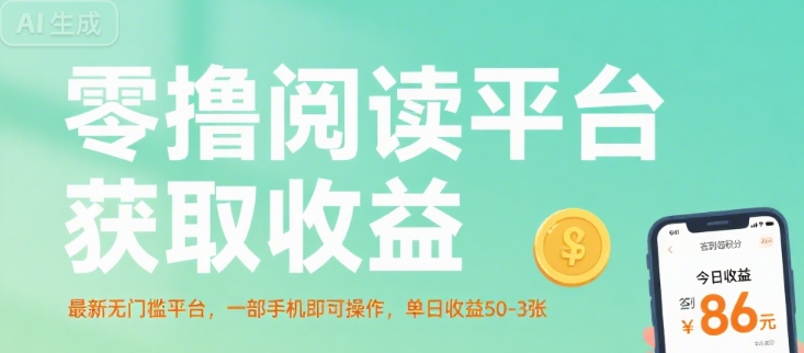 零撸阅读平台获取收益，最新无门槛平台，一部手机即可操作，单日收益50-3张【揭秘】|学课链网创