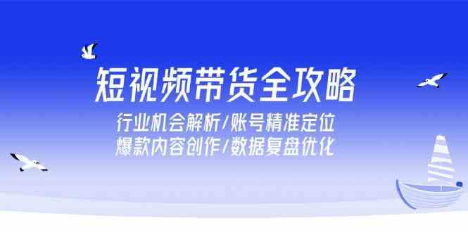 短视频带货全攻略，行业机会解析/账号精准定位/爆款内容创作/数据复盘优化|学课链网创