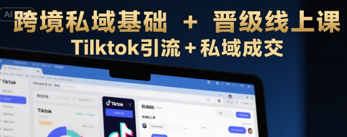 跨境私域基础+晋级线上课，Tilktok引流+私域成交|学课链网创