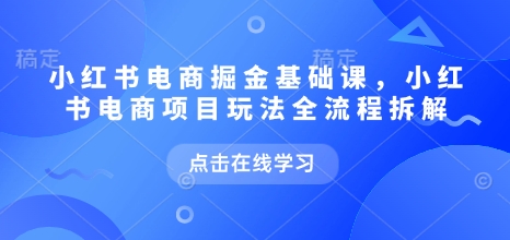 小红书电商掘金课，小红书电商项目玩法全流程拆解（更新7月）|学课链网创