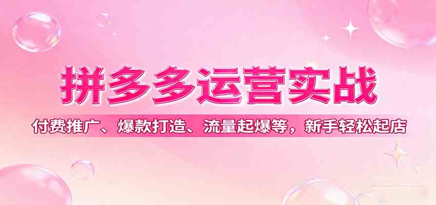 拼多多运营实战,付费推广、爆款打造、流量起爆等,新手轻松起店|学课链网创