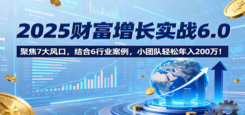 2025财富增长实战6.0，聚焦7大风口，结合6行业案例，小团队轻松年入200万！|学课链网创