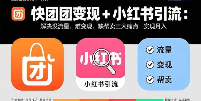 （15877期）快团团变现+小红书引流：解决没流量、难变现、缺帮卖三大痛点 实现月入3w+|学课链网创