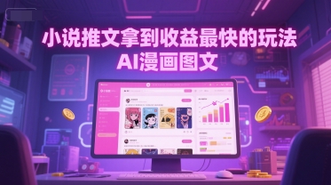 小说推文拿到收益最快的玩法，AI漫画图文|学课链网创