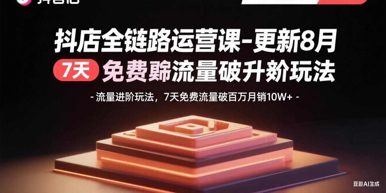 （15918期）抖店全链路运营课-更新8月：流量进阶玩法，7天免费流量破百万月销10W+|学课链网创