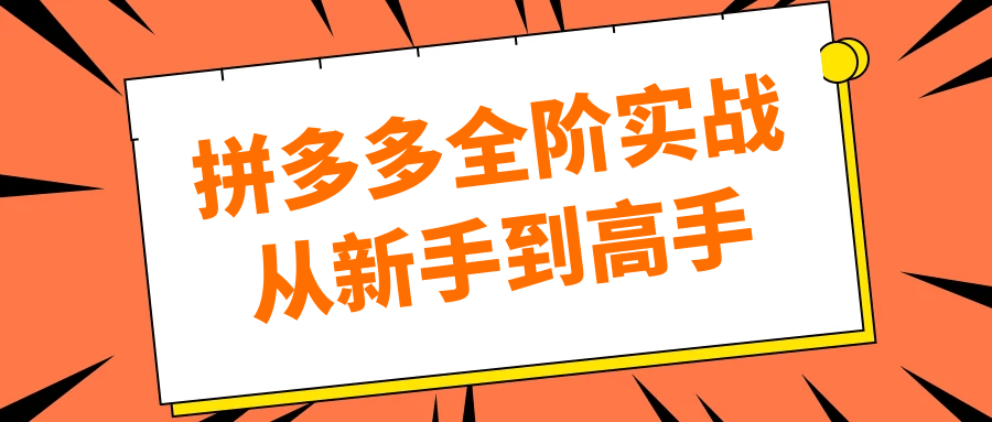 拼多多全阶实战从新手到高手|学课链网创