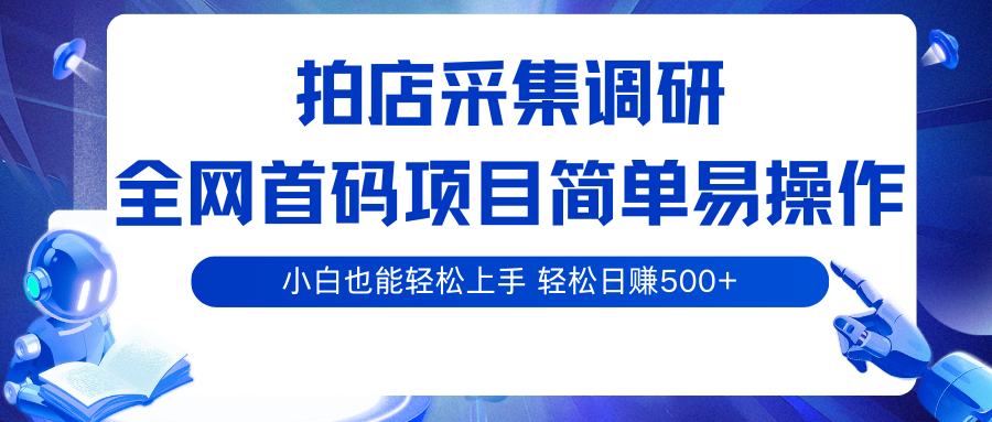 拍店采集调研，全网首码项目，简单易操作， 小白也能轻松上手，轻松日赚500+|学课链网创