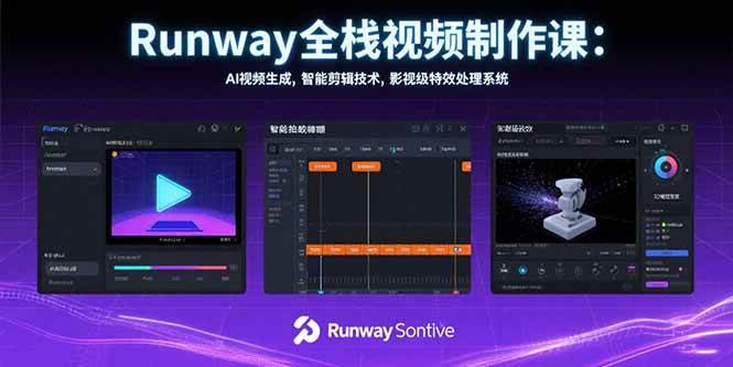 （15515期）Runway全栈视频制作课：AI视频生成，智能剪辑技术，影视级特效处理系统|学课链网创