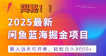 2025最新闲鱼蓝海掘金项目，新人当天可开单，轻松日入多张+的保姆级教程|学课链网创