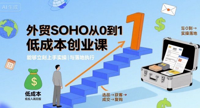 外贸SOHO从0到1低成本创业课，能够立刻上手实操与落地执行|学课链网创
