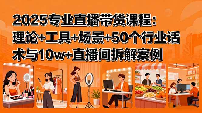 （15988期）2025专业直播带货课程：理论+工具+场景+50个行业话术与10w+直播间拆解案例|学课链网创
