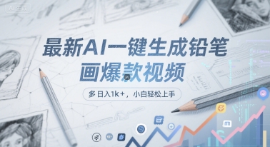最新AI一键生成铅笔画爆款视频，多平台分发，日 入1k+，小白轻松上手【揭秘】|学课链网创