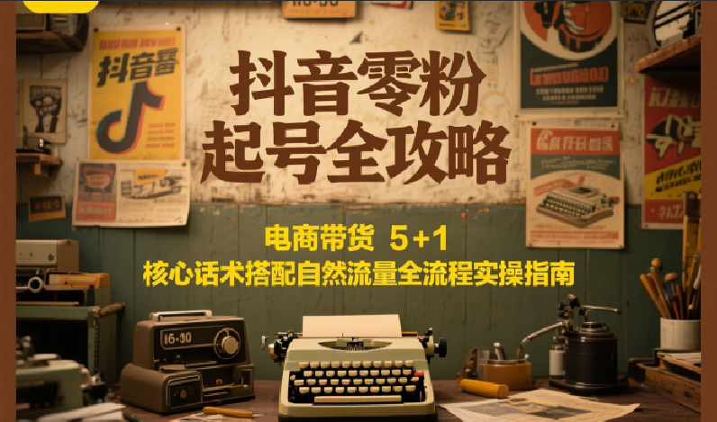 抖音零粉起号全攻略：电商带货 5+1 核心话术搭配自然流量全流程实操指南|学课链网创