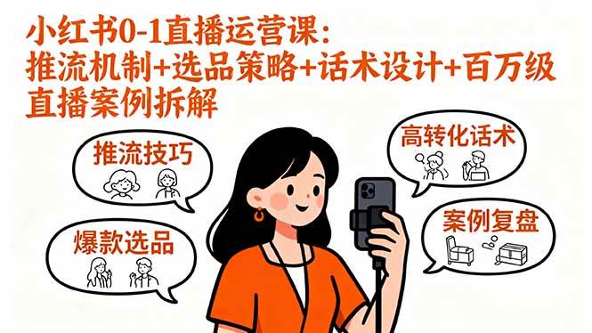 （16002期）小红书0-1直播运营课：推流机制+选品策略+话术设计+百万级直播案例拆解|学课链网创