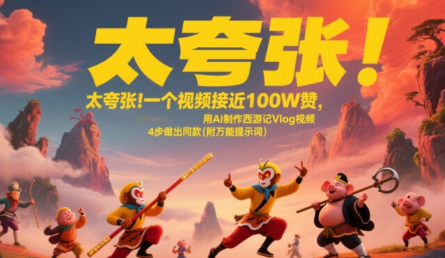太夸张！一个视频接近100W赞，用AI制作西游记Vlog视频，全流程拆解来了(附万能提示词)|学课链网创