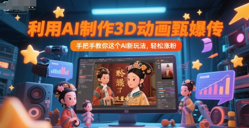 利用AI制作3D动画甄嬛传，流量爆了，手把手教你这个AI新玩法，轻松涨粉|学课链网创