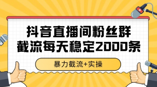抖音直播间粉丝群暴力截流，一台电脑每天稳定2000条数据【揭秘】|学课链网创