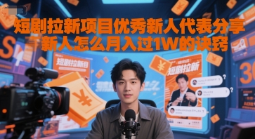 短剧拉新项目优秀新人代表分享新人怎么月入过1W的诀窍|学课链网创