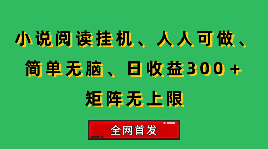（15413期）小说挂机阅读，人人可做，简单无脑，一天收益300＋矩阵无限上|学课链网创