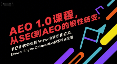 AEO 1.0 课程，从SEO到AE0的基命性转变，手把手教会你用AnswerEngineOptimization技术抢回流量|学课链网创