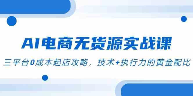 AI电商无货源实战课，三平台0成本起店攻略，技术+执行力的黄金配比|学课链网创