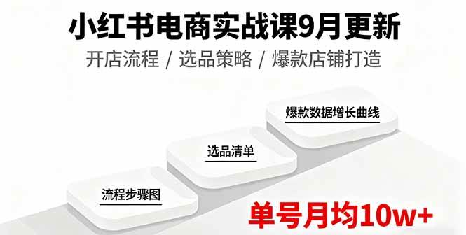（16120期）小红书电商实战课9月更新，开店流程/选品策略/爆款店铺打造，单号月均10w+|学课链网创