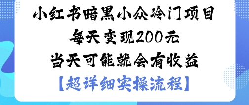 小红书暗黑小众冷门项目每天变现2张当天可能就会有收益|学课链网创