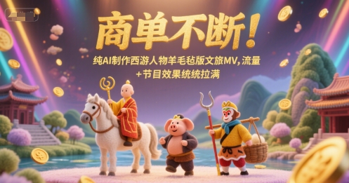 商单不断！纯AI制作西游人物羊毛毡版文旅MV，流量+节目效果统统拉满|学课链网创