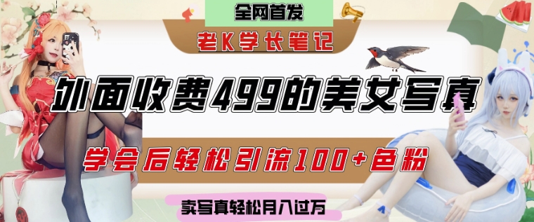 外面收费499的美女写真制作技术，学会后轻松引流S粉变现，日引100+S粉，轻松月入过W|学课链网创