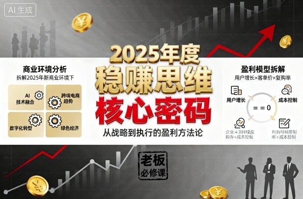 2025年度稳賺思维老板创业营,拆解2025年新商业环境下,企业实现持续盈利的核心密码|学课链网创