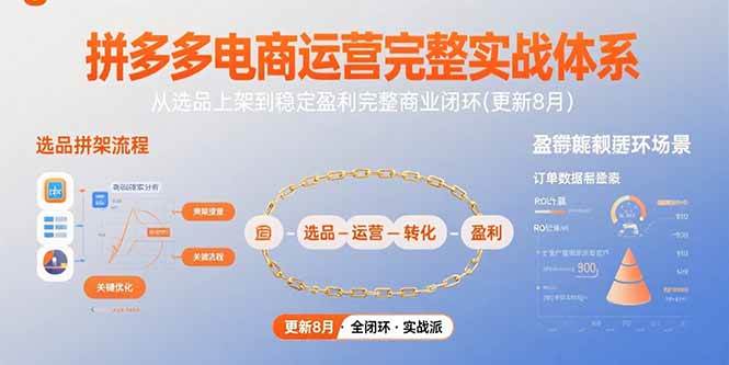 （15579期）拼多多电商运营完整实战体系，从选品上架到稳定盈利完整商业闭环(更新8月)|学课链网创