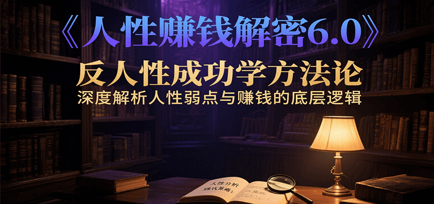 人性赚钱解密6.0，反人性成功学方法论，深度解析人性弱点与赚钱的底层逻辑|学课链网创