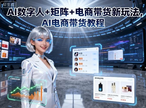 AI数字人+矩阵+电商带货新玩法，AI电商带货教程|学课链网创