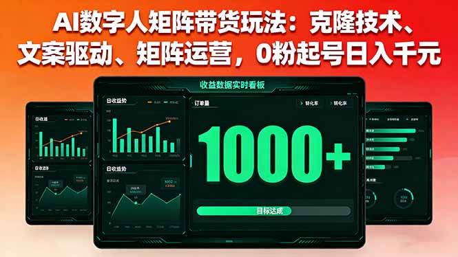 （16050期）AI数字人矩阵带货玩法：克隆技术、文案驱动、矩阵运营，0粉起号日入千元|学课链网创