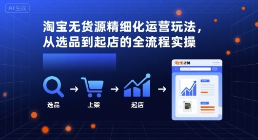 淘宝无货源精细化运营玩法，从选品到起店的全流程实操|学课链网创