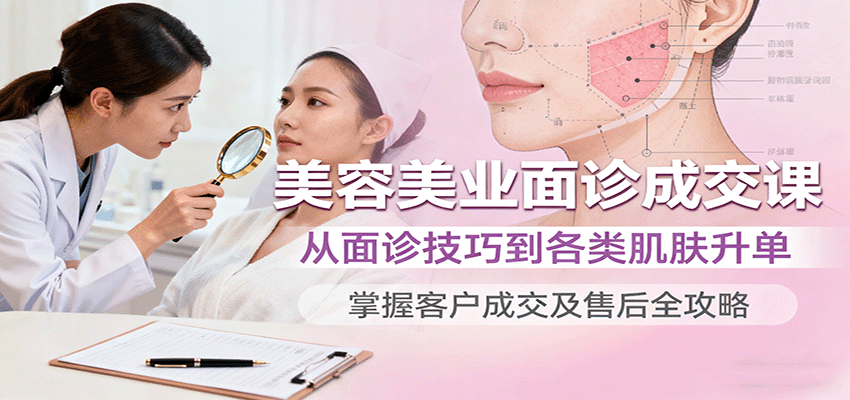 美容美业面诊成交课,从面诊技巧到各类肌肤升单,掌握客户成交及售后全攻略|学课链网创