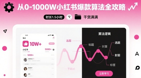 从0-1000W小红书爆款算法全攻略，时长1.5小时，干货满满|学课链网创