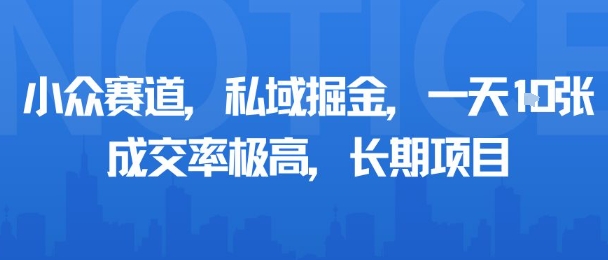 小众赛道，私域掘金，一天多张，成交率极高，长期项目|学课链网创