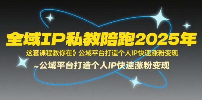 全域IP私教陪跑2025年，这套课程教你在公域平台打造个人IP快速涨粉变现|学课链网创