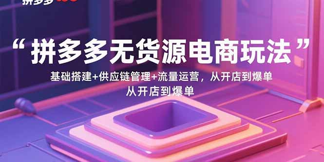 （15886期）拼多多无货源电商玩法：基础搭建+供应链管理+流量运营，从开店到爆单|学课链网创