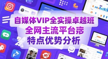 自媒体VIP全实操卓越班，全网主流平台特点优势分析|学课链网创
