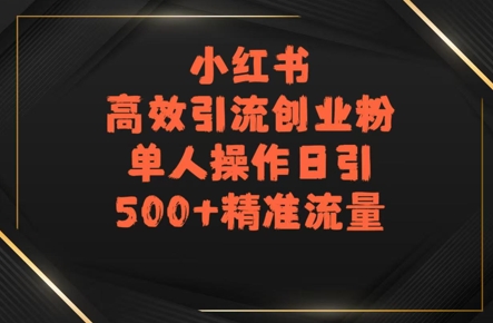 小红书高效引流创业粉，单人操作日引500+精准流量|学课链网创