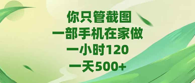 （15039期）你只管截图，一部手机在家做，一小时120，-天500+|学课链网创