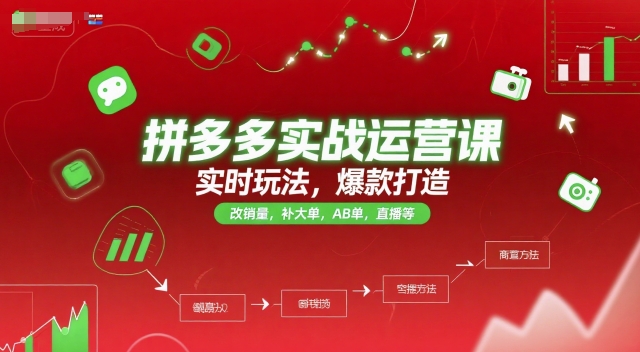 拼多多实战运营课，实时玩法，爆款打造，改销量，补大单，AB单，直播等（更新2025月）|学课链网创