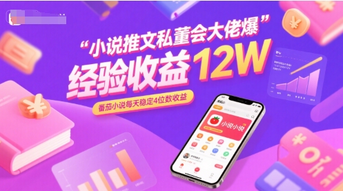 小说推文私董会大佬爆单经验分享收益12W，番茄小说每天稳定4位数收益|学课链网创