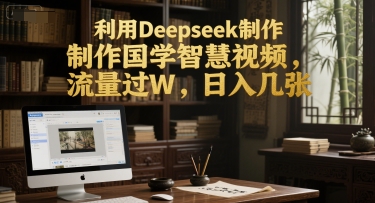 利用Deepseek制作国学智慧视频，流量过W，日入几张|学课链网创
